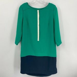 ANN TAYLOR Colorblock Woven 3/4 Sleeve Shift Dress
